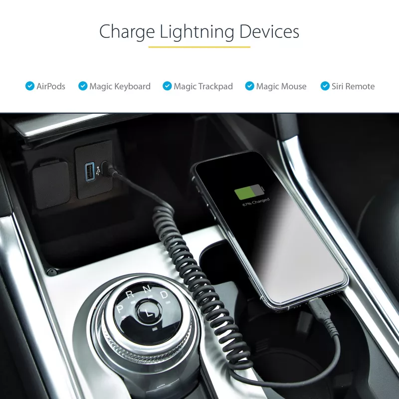 StarTech.com 1 m USB C–Lightning kabelis, MFi sertificēts, spirālveida iPhone lādētāja kabelis, melns, izturīgs TPE apvalks ar aramīda šķiedru, lieljaudas spirālveida Lightning kabelis