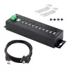 StarTech.com 10 portu rūpnieciskais USB 2.0 centrmezgls, izturīgs USB centrmezgls ar ESD 4. līmeņa aizsardzību, uz DIN sliedes/sienas/galda stiprināms USB-A centrmezgls, USB pieslēgvietu paplašinātājs ar fiksējamiem portiem, daudzportu USB centrmezgls