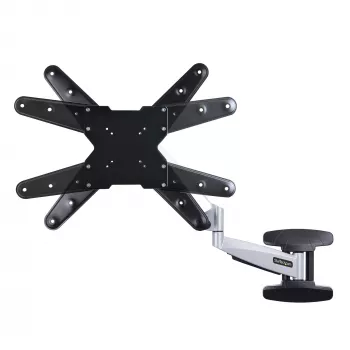 StarTech.com VESA TV sienas stiprinājums, regulējams pilnas kustības TV sienas stiprinājums 23 collu-55 collu displejiem, plāns TV montāžas kronšteins, iztur 30 kg (66 lb), izbīdāms/noliecams/pagriežams TV sienas stiprinājums