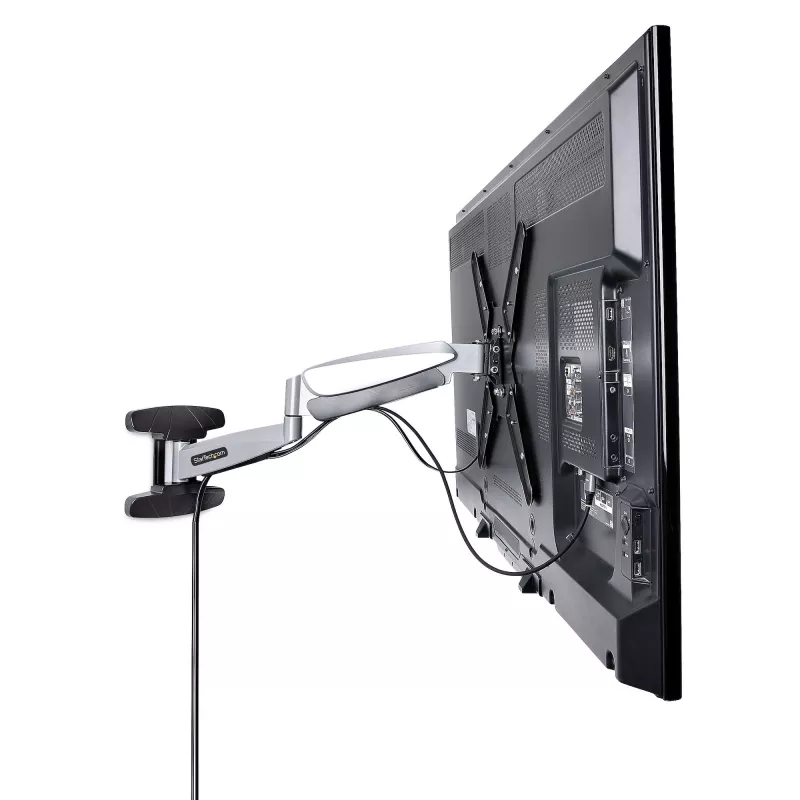 StarTech.com VESA TV sienas stiprinājums, regulējams pilnas kustības TV sienas stiprinājums 23 collu-55 collu displejiem, plāns TV montāžas kronšteins, iztur 30 kg (66 lb), izbīdāms/noliecams/pagriežams TV sienas stiprinājums
