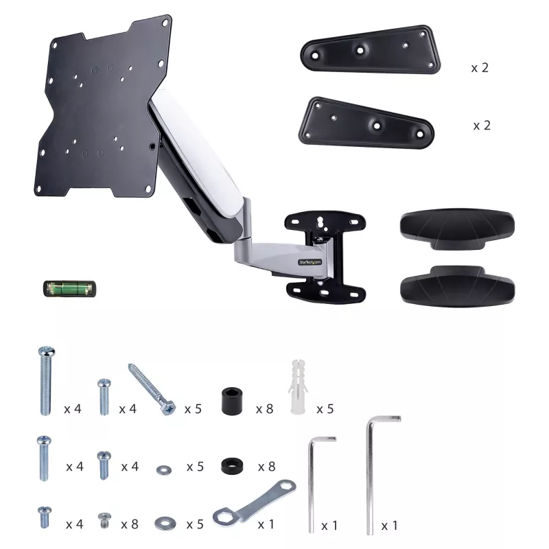 StarTech.com VESA TV sienas stiprinājums, regulējams pilnas kustības TV sienas stiprinājums 23 collu-55 collu displejiem, plāns TV montāžas kronšteins, iztur 30 kg (66 lb), izbīdāms/noliecams/pagriežams TV sienas stiprinājums