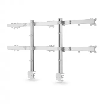 StarTech.com sešu monitoru galda statīvs ar šķērssiju, līdz 32 collu datoru ekrāniem, maks. 17,6 mārciņas (8 kg) katrs, dubultā kolonna, C-skava/cauruma montāža, regulējams augstums