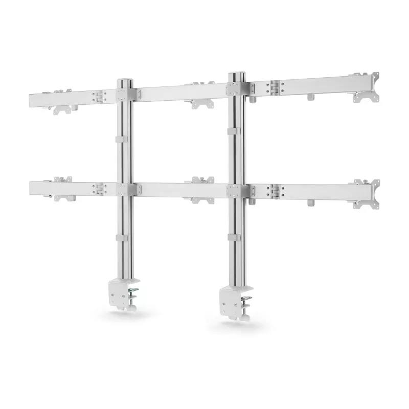 StarTech.com sešu monitoru galda statīvs ar šķērssiju, līdz 32 collu datoru ekrāniem, maks. 17,6 mārciņas (8 kg) katrs, dubultā kolonna, C-skava/cauruma montāža, regulējams augstums