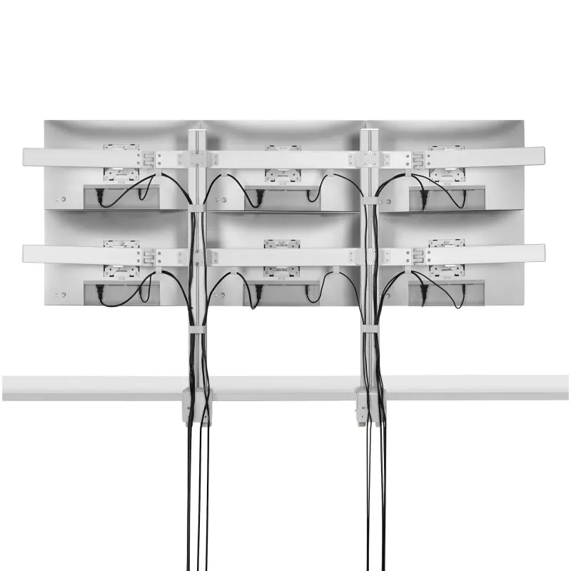 StarTech.com sešu monitoru galda statīvs ar šķērssiju, līdz 32 collu datoru ekrāniem, maks. 17,6 mārciņas (8 kg) katrs, dubultā kolonna, C-skava/cauruma montāža, regulējams augstums