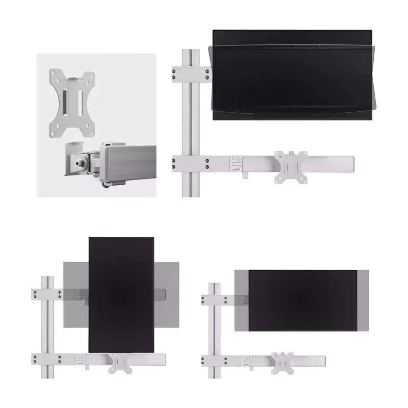 StarTech.com sešu monitoru galda statīvs ar šķērssiju, līdz 32 collu datoru ekrāniem, maks. 17,6 mārciņas (8 kg) katrs, dubultā kolonna, C-skava/cauruma montāža, regulējams augstums