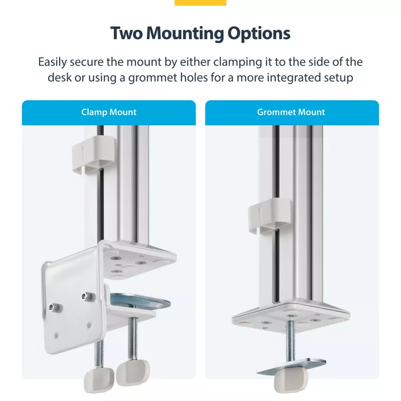StarTech.com sešu monitoru galda statīvs ar šķērssiju, līdz 32 collu datoru ekrāniem, maks. 17,6 mārciņas (8 kg) katrs, dubultā kolonna, C-skava/cauruma montāža, regulējams augstums