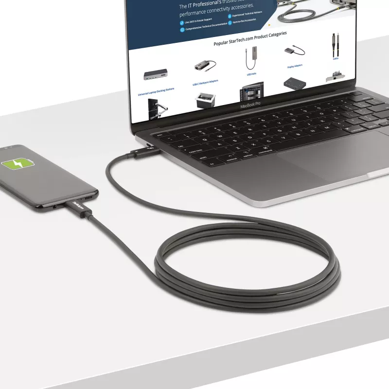 StarTech.com 6 pēdas (2 m) aktīvais Thunderbolt 4 kabelis, 40 Gbps, 100 W jaudas piegāde, 4K/8K video, Intel sertificēts Thunderbolt kabelis — saderīgs ar USB4/Thunderbolt 4/ USB 3.2/ USB Type-C/DisplayPort/Thunderbolt 3