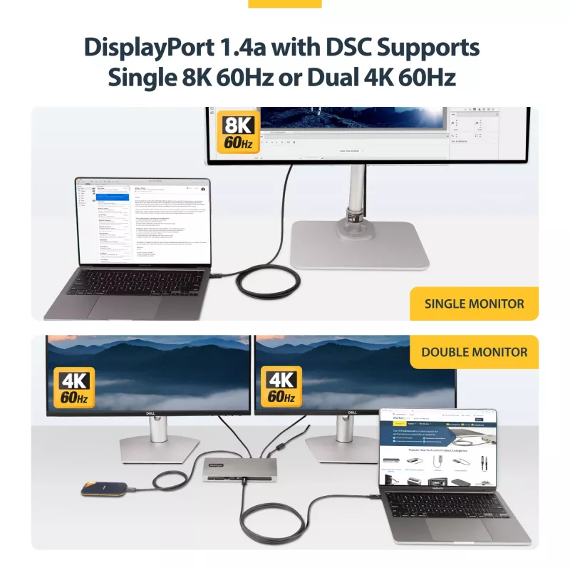StarTech.com 6 pēdas (2 m) aktīvais Thunderbolt 4 kabelis, 40 Gbps, 100 W jaudas piegāde, 4K/8K video, Intel sertificēts Thunderbolt kabelis — saderīgs ar USB4/Thunderbolt 4/ USB 3.2/ USB Type-C/DisplayPort/Thunderbolt 3