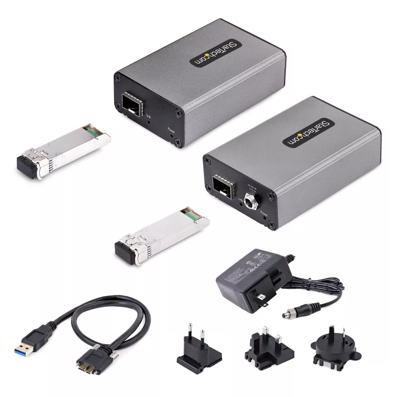 StarTech.com 2-Portu USB 3.0 Paplašinātājs pa OM3 Daudzmodu Optisko Šķiedru - LC/LC - 2x 5Gbps USB-A Centrmezgls - 350m Diapazons - Izturīgs USB Optiskās Šķiedras Paplašinātājs - Optiskais USB Paplašinātājs