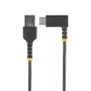 StarTech.com 15 cm USB A–USB C uzlādes kabelis, taisnleņķa – lieljaudas ātrās uzlādes USB-C kabelis – melns USB 2.0 A uz Type-C – izturīga aramīda šķiedra – 3 A – īss USB uzlādes vads