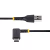 StarTech.com 15 cm USB A–USB C uzlādes kabelis, taisnleņķa – lieljaudas ātrās uzlādes USB-C kabelis – melns USB 2.0 A uz Type-C – izturīga aramīda šķiedra – 3 A – īss USB uzlādes vads