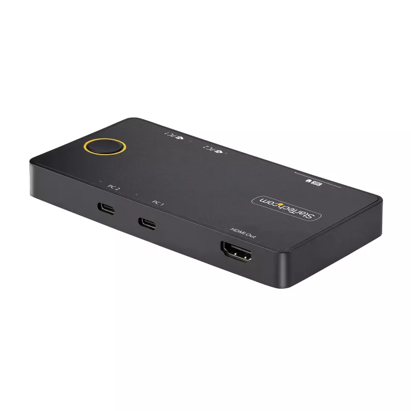 StarTech.com 2 portu USB-C KVM slēdzis, viens 4K 60 Hz HDMI monitors, divi 100 W jaudas padeves caurlaides porti, barošana no kopnes, saderīgs ar USB Type-C/USB4/Thunderbolt 3/4 – mazs formas faktors