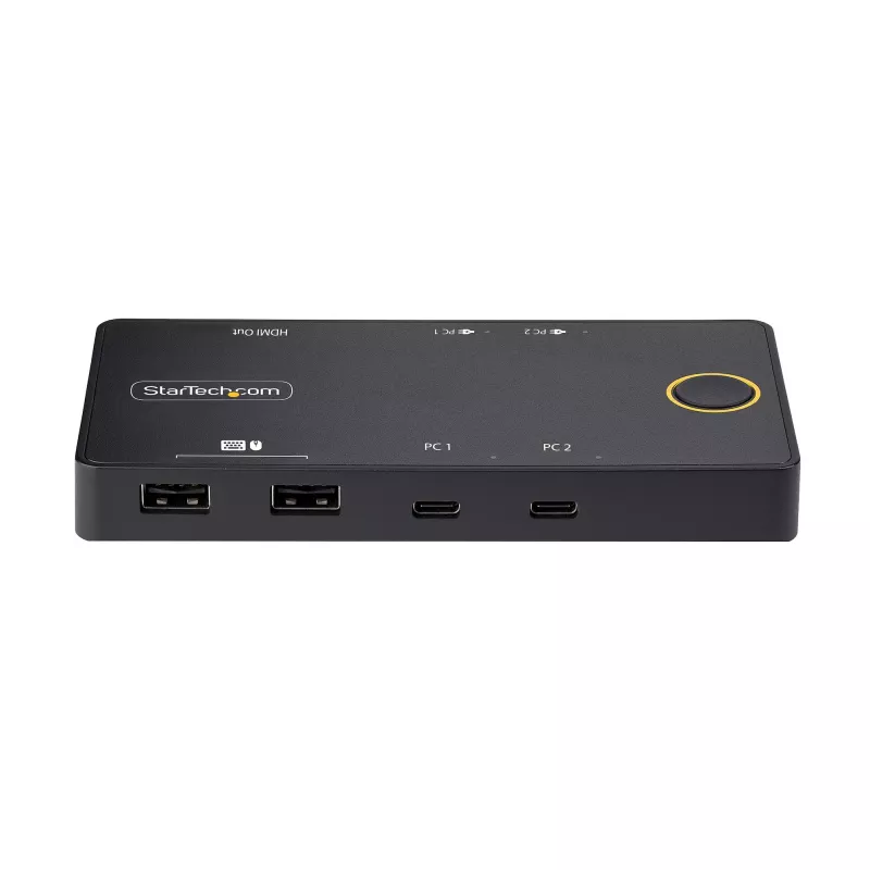 StarTech.com 2 portu USB-C KVM slēdzis, viens 4K 60 Hz HDMI monitors, divi 100 W jaudas padeves caurlaides porti, barošana no kopnes, saderīgs ar USB Type-C/USB4/Thunderbolt 3/4 – mazs formas faktors