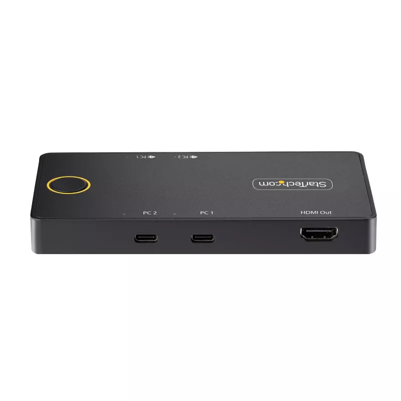 StarTech.com 2 portu USB-C KVM slēdzis, viens 4K 60 Hz HDMI monitors, divi 100 W jaudas padeves caurlaides porti, barošana no kopnes, saderīgs ar USB Type-C/USB4/Thunderbolt 3/4 – mazs formas faktors