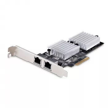 StarTech.com 2-portu 10GbE PCIe tīkla adaptera karte, tīkla karte personālajiem datoriem/serveriem, sešu ātrumu PCIe Ethernet karte ar jumbo kadru atbalstu, NIC/LAN saskarnes karte, 10GBASE-T un NBASE-T