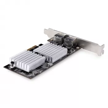 StarTech.com 2-portu 10GbE PCIe tīkla adaptera karte, tīkla karte personālajiem datoriem/serveriem, sešu ātrumu PCIe Ethernet karte ar jumbo kadru atbalstu, NIC/LAN saskarnes karte, 10GBASE-T un NBASE-T