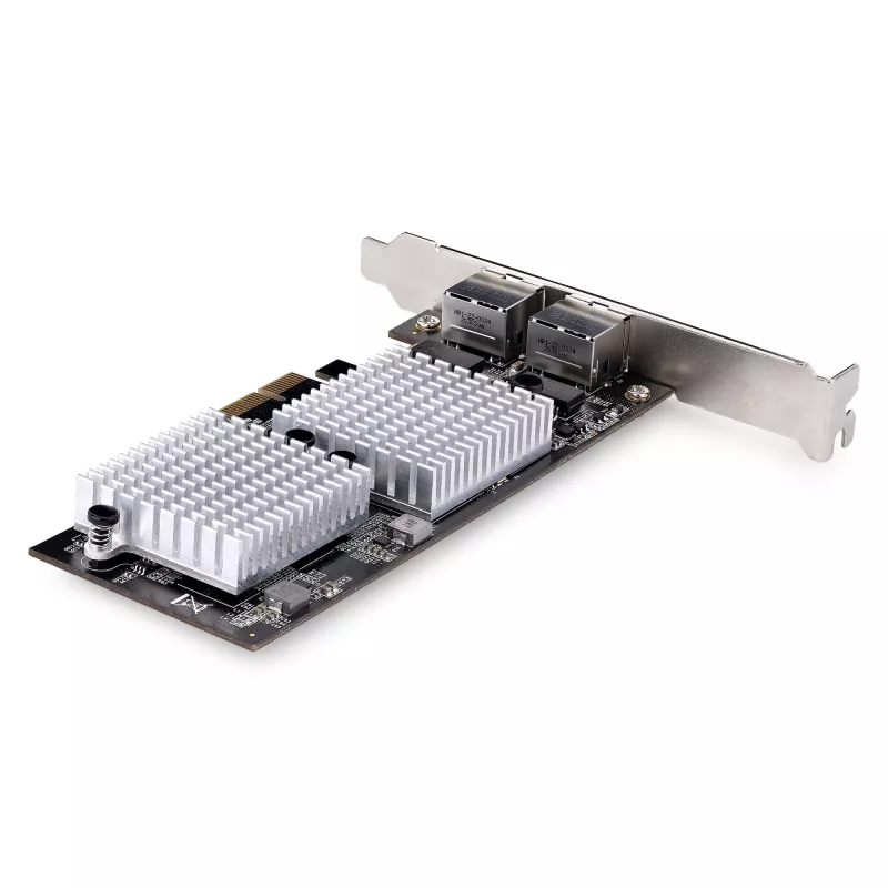 StarTech.com 2-portu 10GbE PCIe tīkla adaptera karte, tīkla karte personālajiem datoriem/serveriem, sešu ātrumu PCIe Ethernet karte ar jumbo kadru atbalstu, NIC/LAN saskarnes karte, 10GBASE-T un NBASE-T