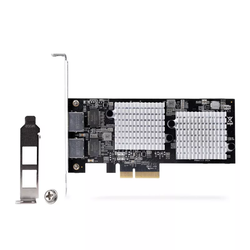 StarTech.com 2-portu 10GbE PCIe tīkla adaptera karte, tīkla karte personālajiem datoriem/serveriem, sešu ātrumu PCIe Ethernet karte ar jumbo kadru atbalstu, NIC/LAN saskarnes karte, 10GBASE-T un NBASE-T