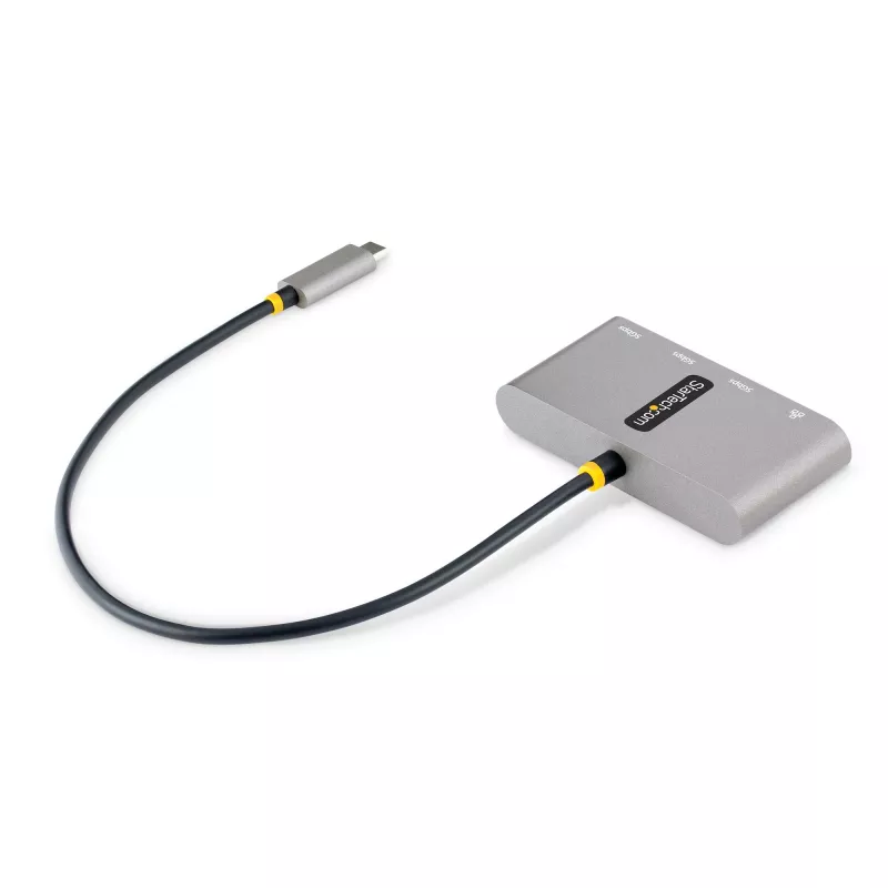 StarTech.com 3 portu USB-C centrmezgls ar Ethernet - 3x USB-A - Gigabit Ethernet - USB 3.0 5 Gbps - ar kopnes barošanu - 1 pēdu/30 cm garš USB Type-C resursdatora kabelis - GbE - pārnēsājams USB-C uz USB-A centrmezgls