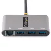 StarTech.com 3 portu USB-C centrmezgls ar Ethernet - 3x USB-A - Gigabit Ethernet - USB 3.0 5 Gbps - ar kopnes barošanu - 1 pēdu/30 cm garš USB Type-C resursdatora kabelis - GbE - pārnēsājams USB-C uz USB-A centrmezgls