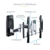 StarTech.com Regulējams TV sienas stiprinājums, VESA sienas stiprinājums, Piemērots 26 līdz 65 collu/99lb/Plakaniem/Izliektiem televizoriem, Ievelkams zema profila sienas stiprinājuma kronšteins, Regulējams stūra TV sienas stiprinājums