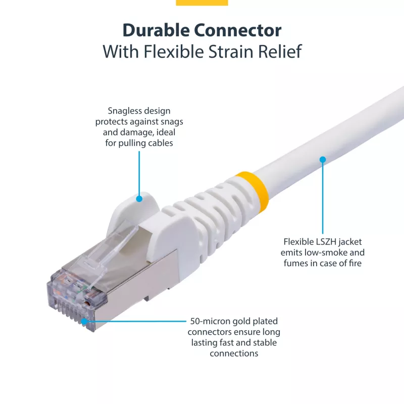 StarTech.com 12m balta CAT8 Ethernet kabelis, Snagless RJ45, 25G/40G, 2000MHz, 100W PoE++, S/FTP, 26AWG Pure Bare Copper Wire, LSZH, Shielded tīkls Patch Cord w/Strain Reliefs, Individually Tested
