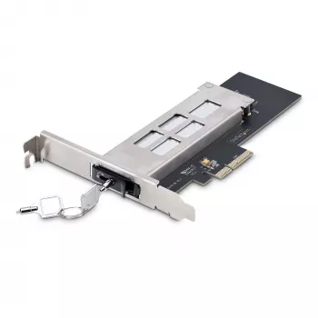 StarTech.com M.2 NVMe SSD uz PCIe x4 mobilais nodalījums/aizmugures plate ar noņemamu paliktni PCI Express paplašināšanas slotam, bezinstrumentu uzstādīšana, PCIe 4.0/3.0 karstās nomaiņas diskdzinis, atslēgas bloķētājs – 2 atslēgas iekļautas