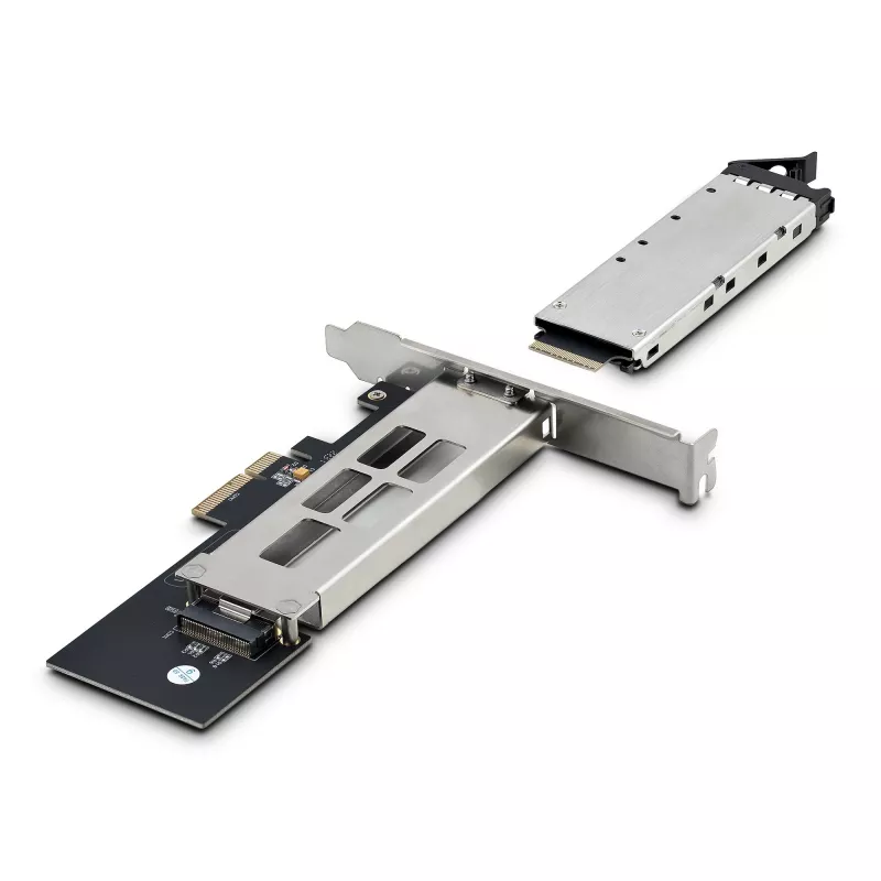 StarTech.com M.2 NVMe SSD uz PCIe x4 mobilais nodalījums/aizmugures plate ar noņemamu paliktni PCI Express paplašināšanas slotam, bezinstrumentu uzstādīšana, PCIe 4.0/3.0 karstās nomaiņas diskdzinis, atslēgas bloķētājs – 2 atslēgas iekļautas