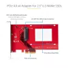 StarTech.com U.3 uz PCIe adaptera karte, PCIe 4.0 x4 adapteris 2,5 collu U.3 NVMe SSD diskiem, SFF-TA-1001 PCI Express paplašinājuma karte galddatoriem/serveriem, atbilst TAA – neatkarīga no OS
