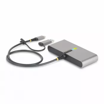 StarTech.com 2 portu USB-C centrmezgls ar Ethernet un RS-232, pievienots USB-C–USB-A adapteris, 100 W PD caurlaide, 2x USB-A 5 Gbps, Gigabit Ethernet, RS232 seriālais (FTDI)