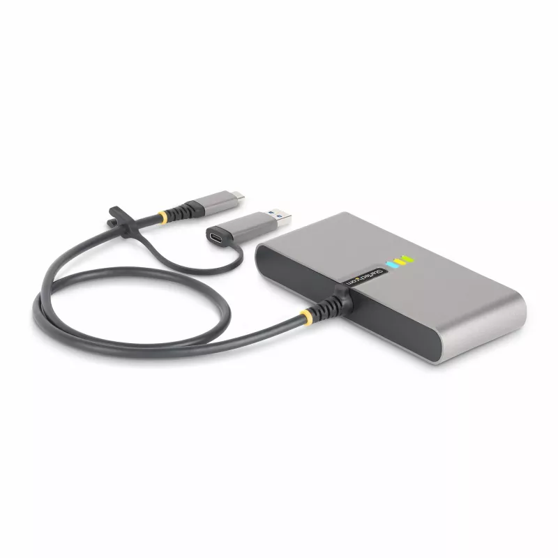 StarTech.com 2 portu USB-C centrmezgls ar Ethernet un RS-232, pievienots USB-C–USB-A adapteris, 100 W PD caurlaide, 2x USB-A 5 Gbps, Gigabit Ethernet, RS232 seriālais (FTDI)