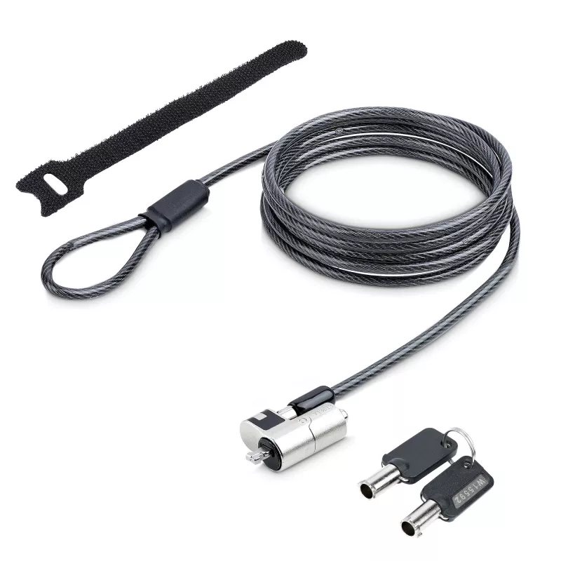 StarTech.com Nano klēpjdatora kabeļa bloķētājs, 6 pēdas (2 m), pretzagšanas bloķētājs ar atslēgu, drošības kabeļu bloķētāji Nano slotu piezīmjdatoriem, piemērots EliteBook/LenovoX1/2-in-1 klēpjdatoriem, griezējinstruments izturīgs, tērauda kabeļa bloķētājs klēpjdatoram