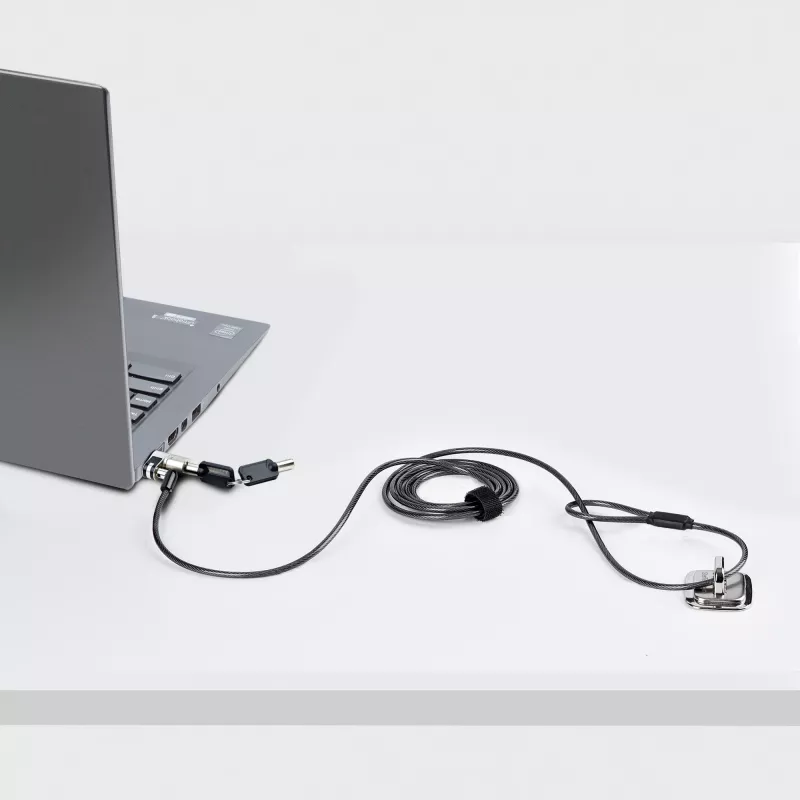 StarTech.com Nano klēpjdatora kabeļa bloķētājs, 6 pēdas (2 m), pretzagšanas bloķētājs ar atslēgu, drošības kabeļu bloķētāji Nano slotu piezīmjdatoriem, piemērots EliteBook/LenovoX1/2-in-1 klēpjdatoriem, griezējinstruments izturīgs, tērauda kabeļa bloķētājs klēpjdatoram