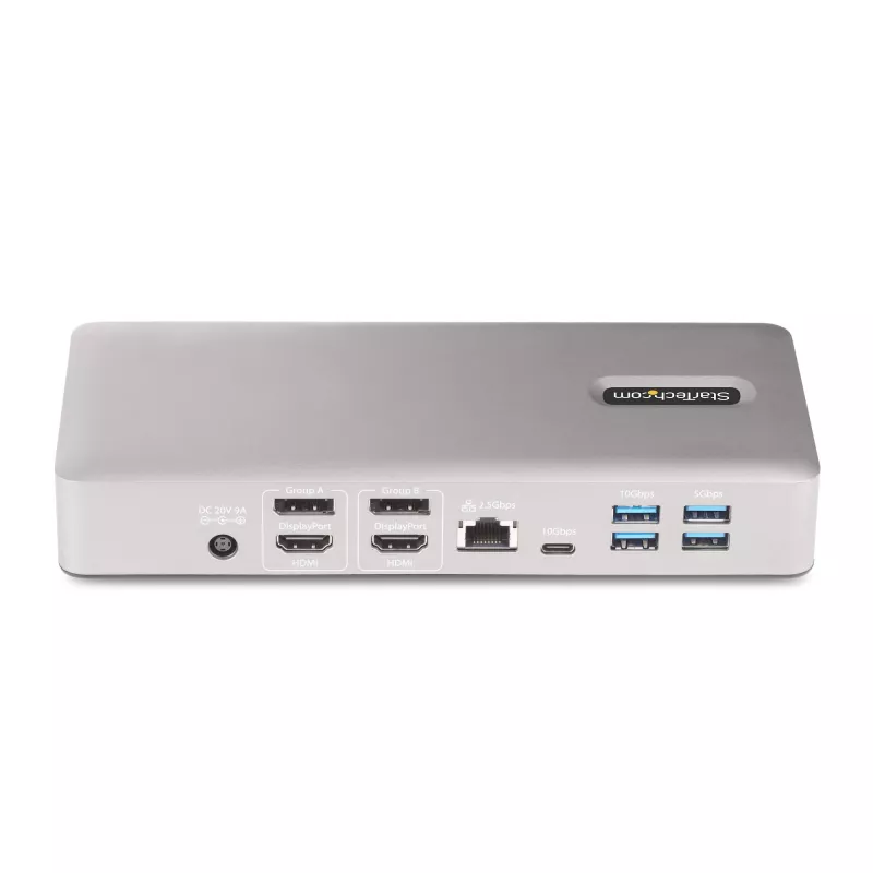 StarTech.com universālā USB4 un Thunderbolt 4 dokstacija, četru displeju atbalsts operētājsistēmā Windows, divu displeju atbalsts MacBook datoriem, HDMI DP dokstacija ar 98 W klēpjdatora uzlādi