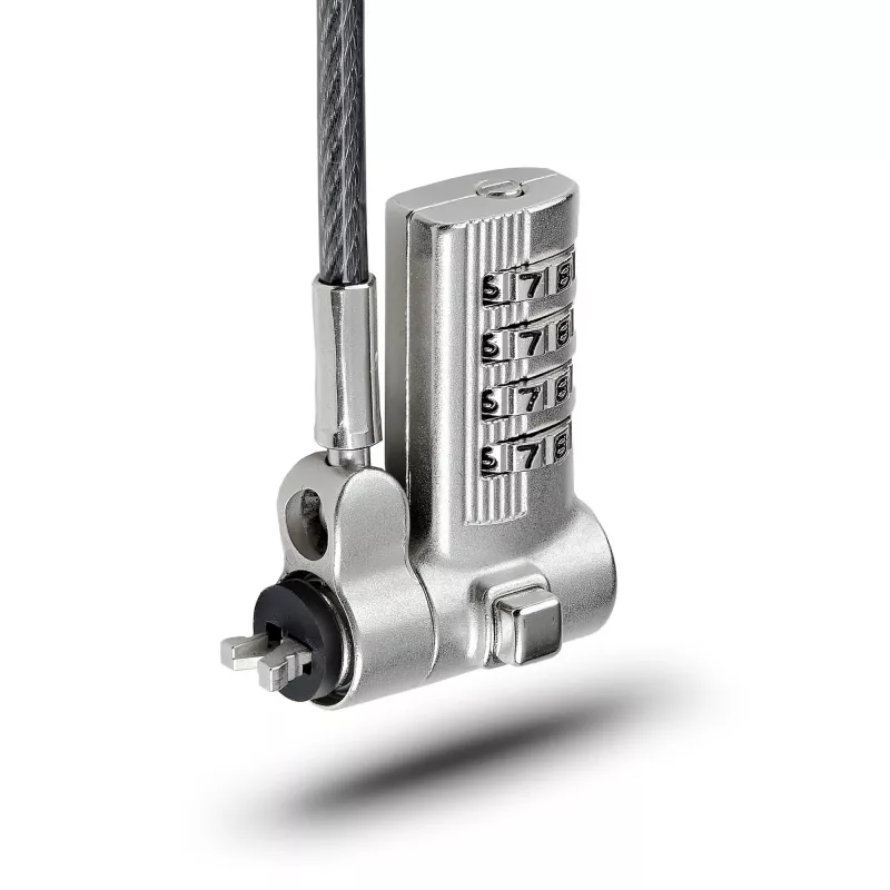 StarTech.com Universāla klēpjdatora bloķētājs 6.6 pēdas (2 m), drošības kabelis piezīmjdatoram, saderīgs ar Noble Wedge®/Nano/K-Slot; bezatslēgas kombinācijas bloķēšanas kabelis, pretzagšanas grieznes izturīgs tērauda kabelis