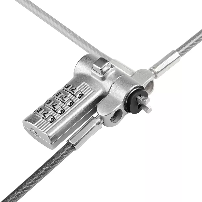 StarTech.com Universāla klēpjdatora bloķētājs 6.6 pēdas (2 m), drošības kabelis piezīmjdatoram, saderīgs ar Noble Wedge®/Nano/K-Slot; bezatslēgas kombinācijas bloķēšanas kabelis, pretzagšanas grieznes izturīgs tērauda kabelis