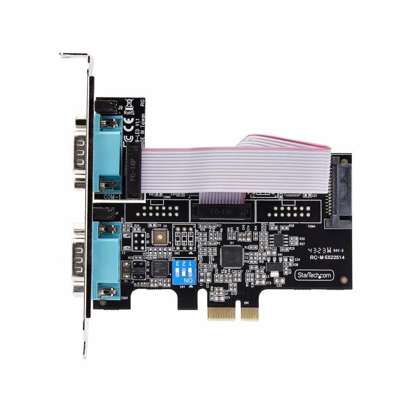 StarTech.com 2 portu seriālā PCIe karte, divu portu PCI Express uz RS232/RS422/RS485 (DB9) seriālā karte, iekļauti zema profila kronšteini, 16C1050 UART, Windows/Linux, TAA atbilstīga - 4. līmeņa ESD aizsardzība