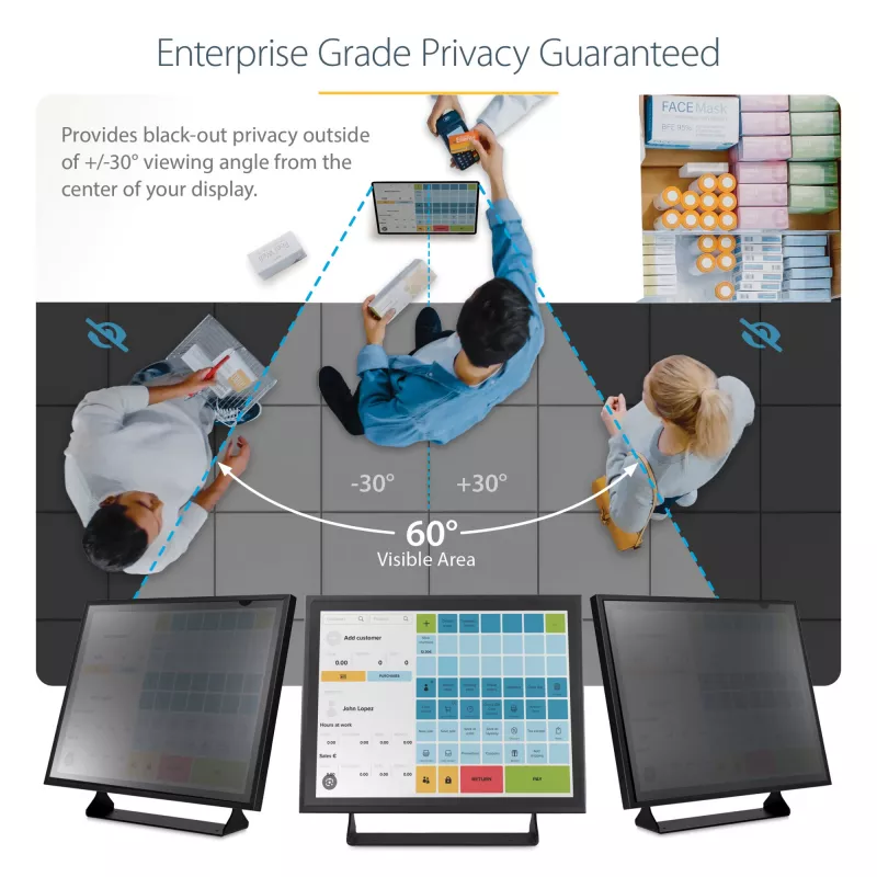 StarTech.com 19 collu 5:4 datora monitora privātuma filtrs, pretatspīduma privātuma ekrāns ar 51% zilās gaismas samazināšanu, monitora ekrāna aizsargs ar +/- 30° skata leņķi