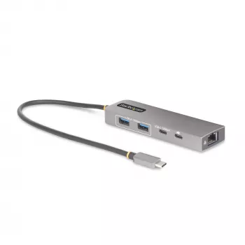 StarTech.com 3 portu USB-C centrmezgls ar 2,5 Gbps Ethernet un 100 W Power Delivery caurlaides portu, USB 3.2 10 Gbps, 2x USB-A/1x USB-C, portatīvs USB Type-C adaptera centrmezgls
