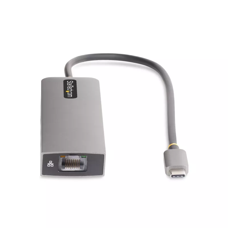 StarTech.com 3 portu USB-C centrmezgls ar 2,5 Gbps Ethernet un 100 W Power Delivery caurlaides portu, USB 3.2 10 Gbps, 2x USB-A/1x USB-C, portatīvs USB Type-C adaptera centrmezgls