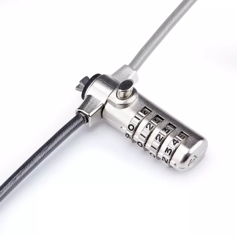 StarTech.com plāns Lock K-Slot saderīga, 5 pēdu (1,5 m) bloķēšanas trosīte, galda pretaizdzīšanas drošība portatīvajam datoram/piezīmjdatoram, pretgriešanas tērauda trosīte, kombinētā slēdzene