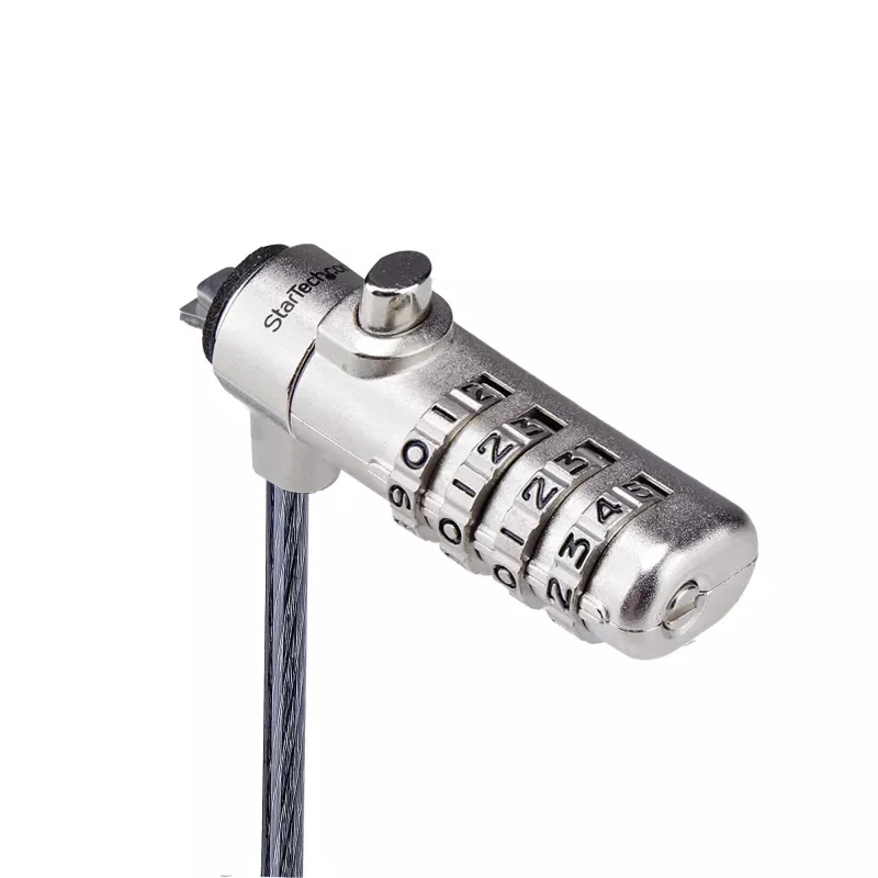 StarTech.com plāns Lock Noble Wedge® Slot Saderīga, 5 pēdas (1,5 m) bloķēšanas kabelis, galda pretaizdzīšanas drošība klēpjdatoriem/piezīmjdatoriem, griešanai izturīgs tērauda kabelis, kombinētā slēdzene