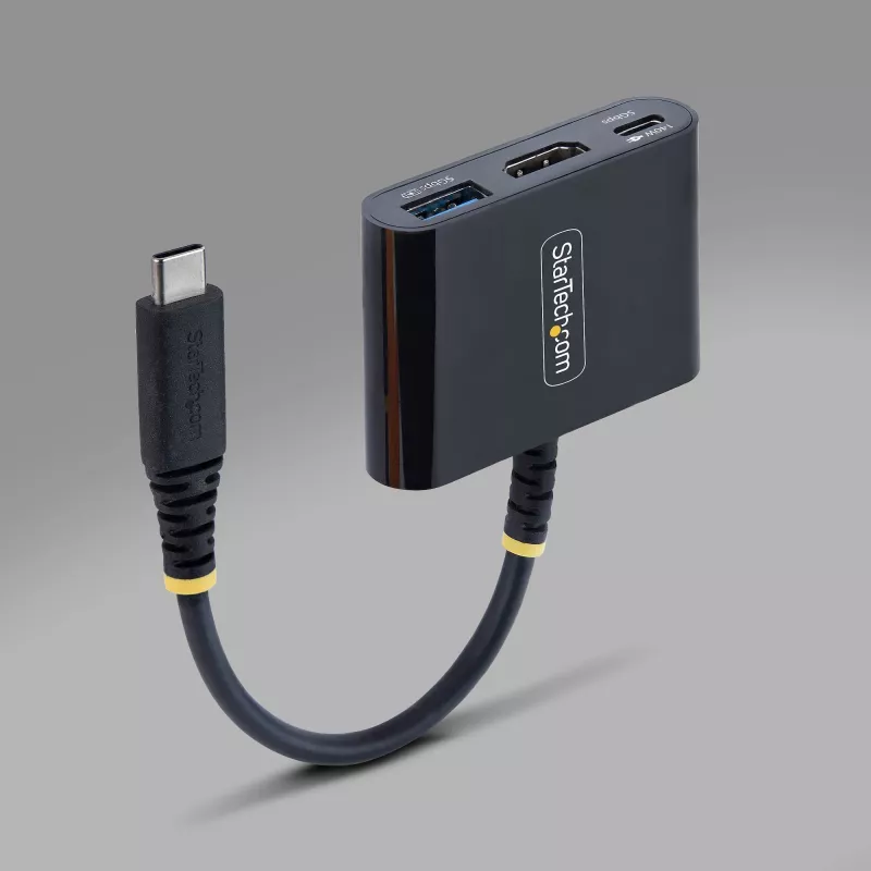 StarTech.com USB-C–HDMI daudzportu adapteris ar 140 W PD uzlādi, 4K 60 Hz HDMI, USB 5 Gbit/s centrmezgls, mini doks MacBook / Dell / Thinkpad / HP / iPad / planšetdatoriem