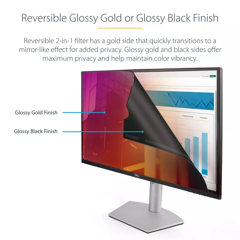 StarTech.com 27 collu 16:9 zelta monitora privātuma ekrāns, abpusēji lietojams filtrs ar uzlabotu privātumu, spīdīgs datora drošības filtrs, noņemams ekrāna aizsargs/aizsegs, +/- 30°