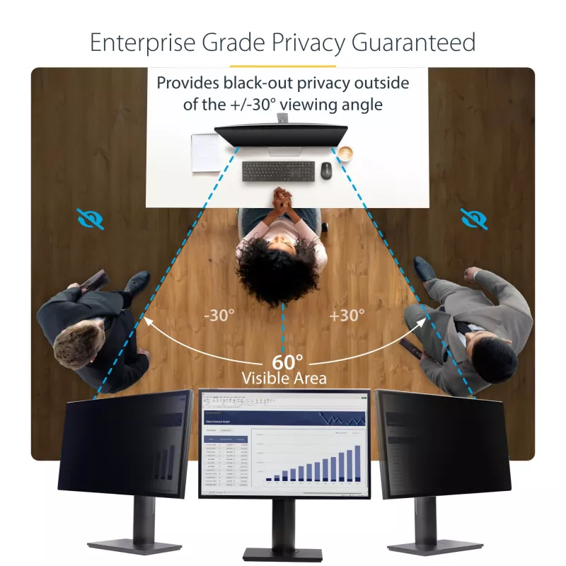 StarTech.com 24 collu 16:10 datora monitora privātuma ekrāns, piekarināms akrila filtrs, ātri uzstādāms drošības vairogs, monitora ekrāna aizsargs, +/- 30° skata leņķis, spīdīgs