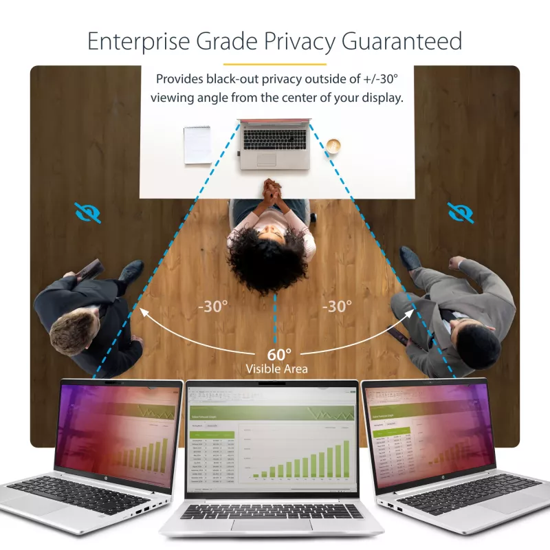 StarTech.com 14 collu 16:9 klēpjdatora privātuma ekrāns, apgriežams zelta filtrs ar uzlabotu privātumu, datora drošības filtrs, noņemams ekrāna aizsargs/vairogs, +/- 30 grādi