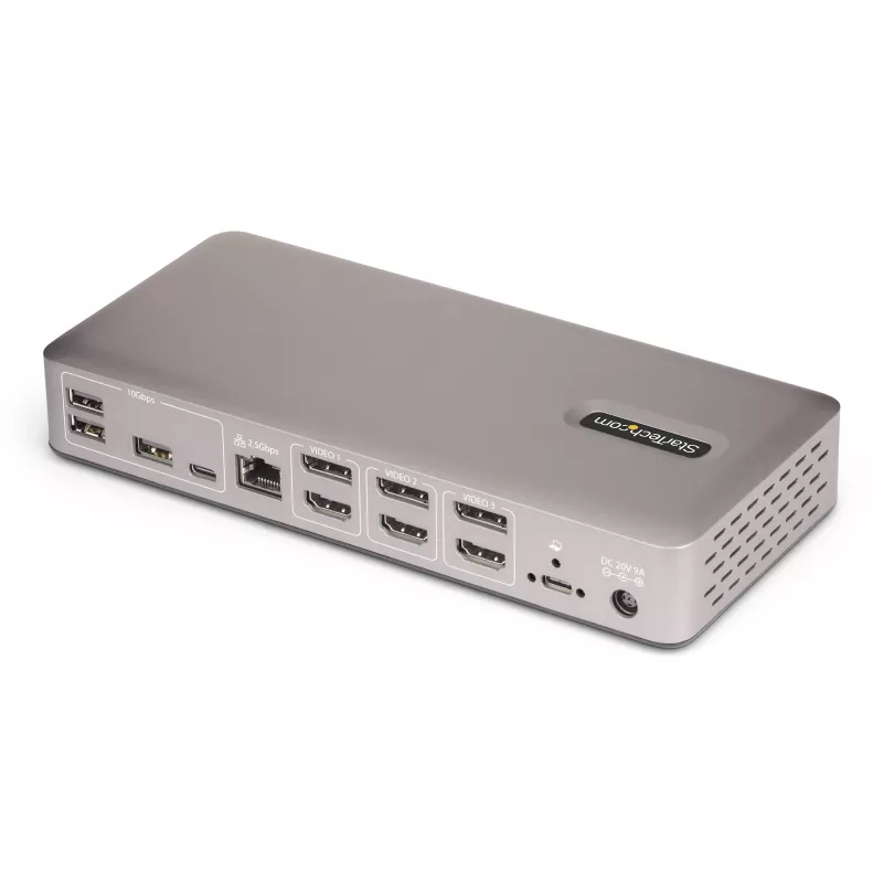StarTech.com Triple-Monitor USB4 Docking Station, 4K 60Hz HDMI vai DisplayPort, 100W klēpjdatora uzlāde, 2,5 GbE, USB-C Multi-Monitor dokstacija, bez draiveriem