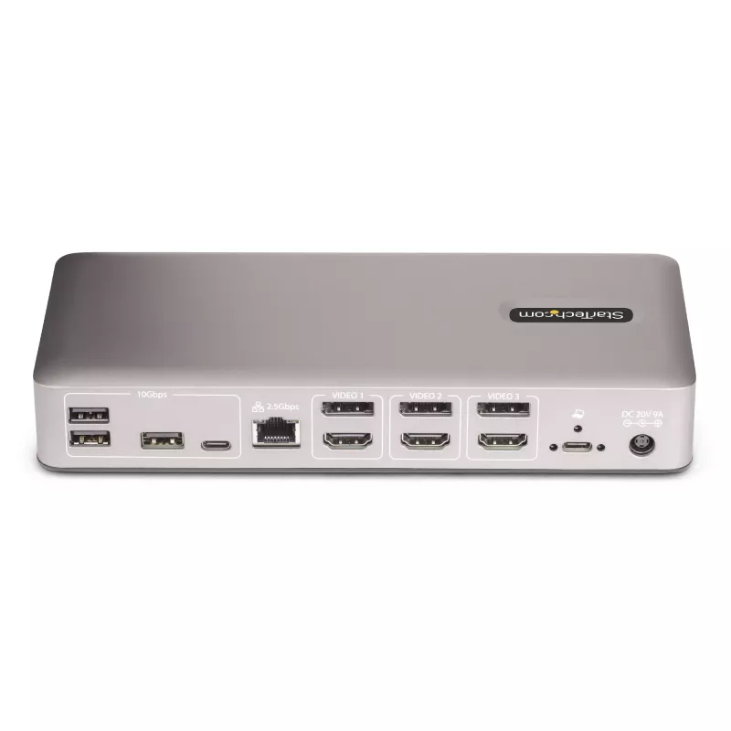 StarTech.com Triple-Monitor USB4 Docking Station, 4K 60Hz HDMI vai DisplayPort, 100W klēpjdatora uzlāde, 2,5 GbE, USB-C Multi-Monitor dokstacija, bez draiveriem