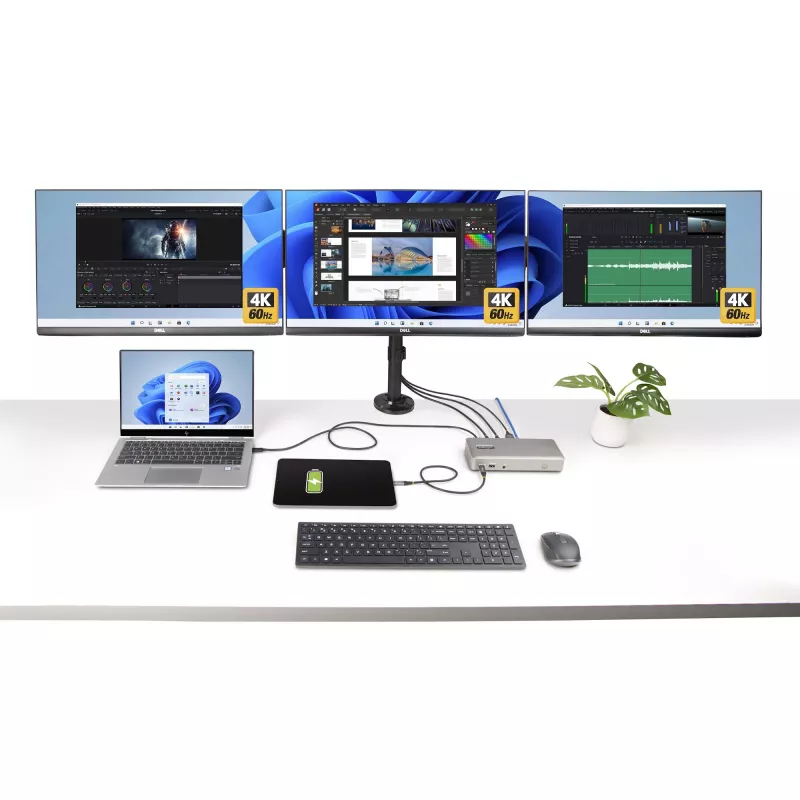 StarTech.com Triple-Monitor USB4 Docking Station, 4K 60Hz HDMI vai DisplayPort, 100W klēpjdatora uzlāde, 2,5 GbE, USB-C Multi-Monitor dokstacija, bez draiveriem