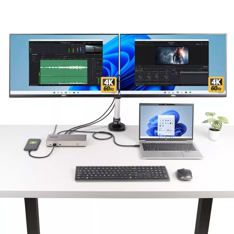 StarTech.com Triple-Monitor USB4 Docking Station, 4K 60Hz HDMI vai DisplayPort, 100W klēpjdatora uzlāde, 2,5 GbE, USB-C Multi-Monitor dokstacija, bez draiveriem